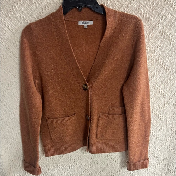 Madewell Sweaters - Madewell Rust Brown Wool V-Neck Cardigan